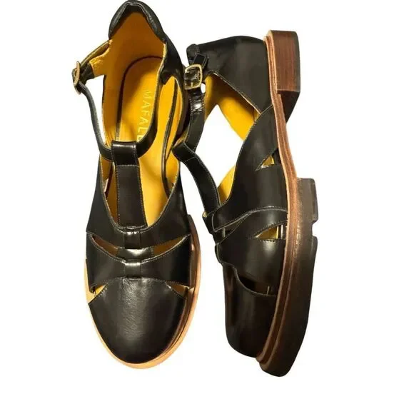 Mafalda size 9 women’s fisherman sandals black Brazil made - EUC - Picture 7 of 8